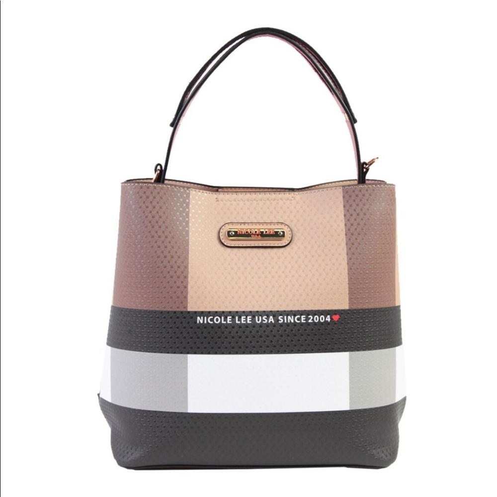 STYLISH CHECK TOTE BAG Nicole Lee.